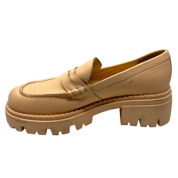 NEW Free People Lyra Lug Sole Tan Leather Loafers Chunky Platform Sz 39 NWOB - Picture 4 of 11
